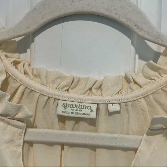 Spartina 449 Josette Silk Ruffle Blouse Large Buttercream Cream Ivory Sheer - Picture 3 of 4